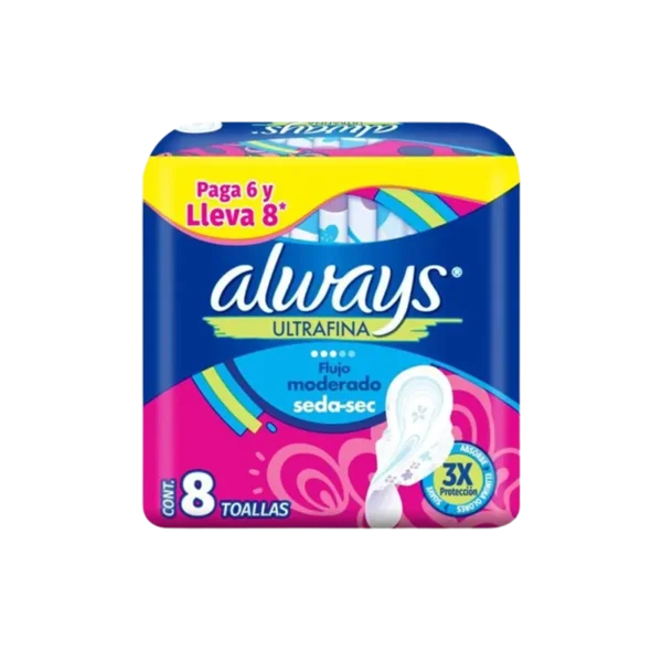 TOALLAS HIGIENICAS ALWAYS ULTRFINA C/ALAS 8U