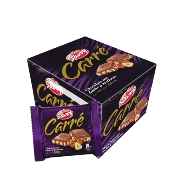 CHOCOLATE SAVOY CARRE AVELLANAS 25 GR
