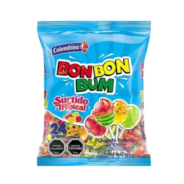 BON BON BUM SURTIDO TROPICAL 24U 456G