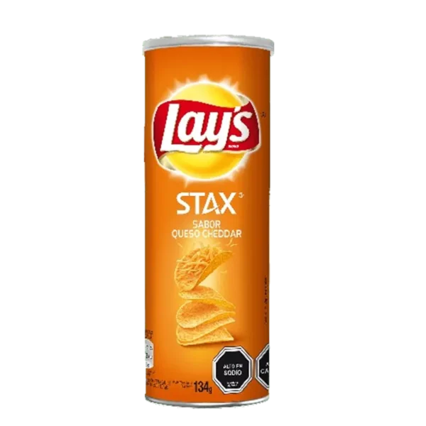 PAPAS LAYS STAX QUESO CHEDDAR TARRO 134G