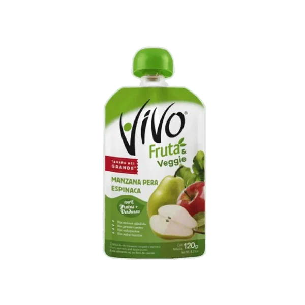 COMPOTA VIVO FRUTA VEGGIE MANZANA PERA 120G