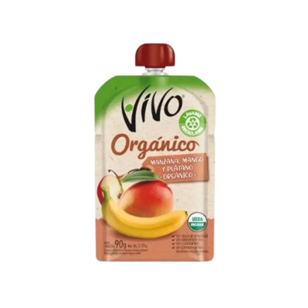 COMPOTA VIVO ORGANICO MANZ PLATANO MANGO 90G