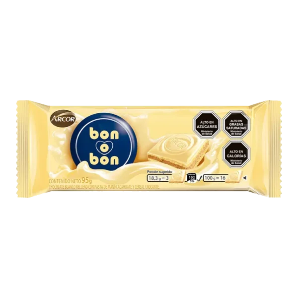 CHOCOLATE BON O BON BLANCO ARCOR TABLETA 95G