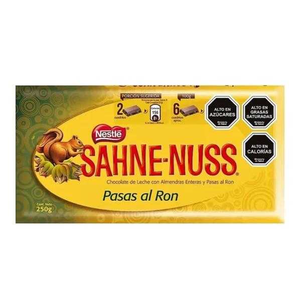 CHOCOLATE SAHNE-NUSS PASAS AL RON 250G