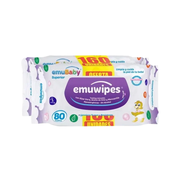 TOALLITAS HUMEDAS EMUBABY SIN/TAPA EMUWIPES 2X80