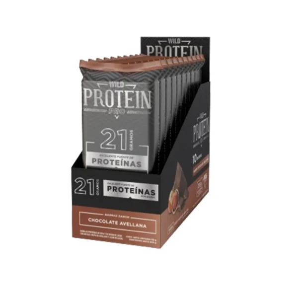 BARRA DE PROTEINA 21 GRAMOS WILD CHOCOLATE AVELLANA 60G X 10U