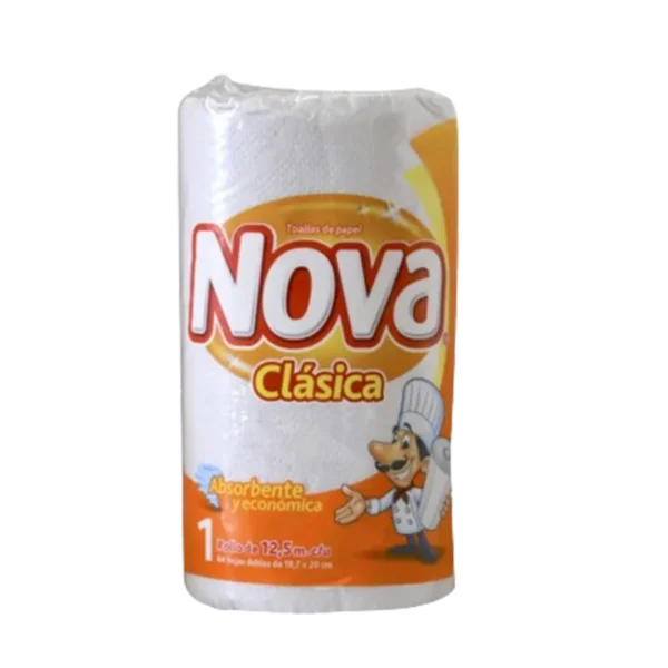 TOALLA DE PAPEL NOVA CLASICA DOBLE HOJA 1U 12MT