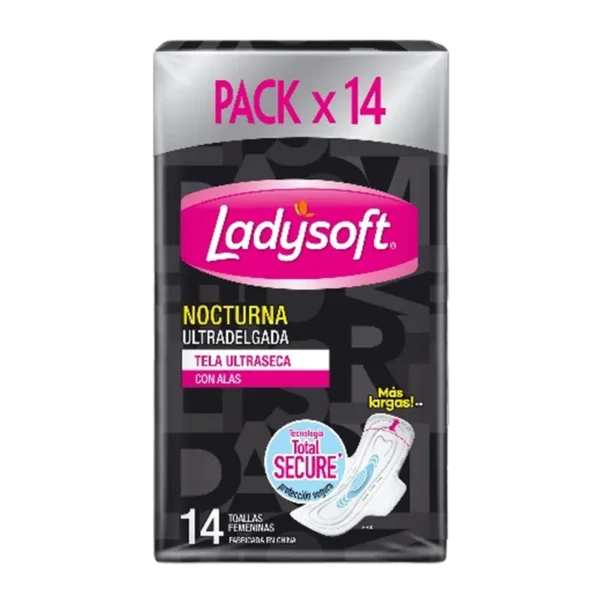 TOALLAS HIGIENICAS LADYSOFT ULTRADELGADA NOCTURNA MALLA 14U