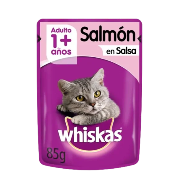 WHISKAS SALMON EN SALSA 1+ ADULTO 85G