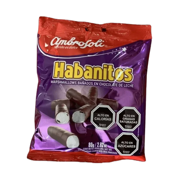 MARSMALLOWS BAÑADOS EN CHOCOLATE HABANITOS AMBROSOLI 80G