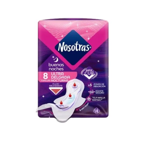 TOALLAS HIGIENICAS NOSOTRAS BUENAS NOCHES ULTRADELGADA 8U