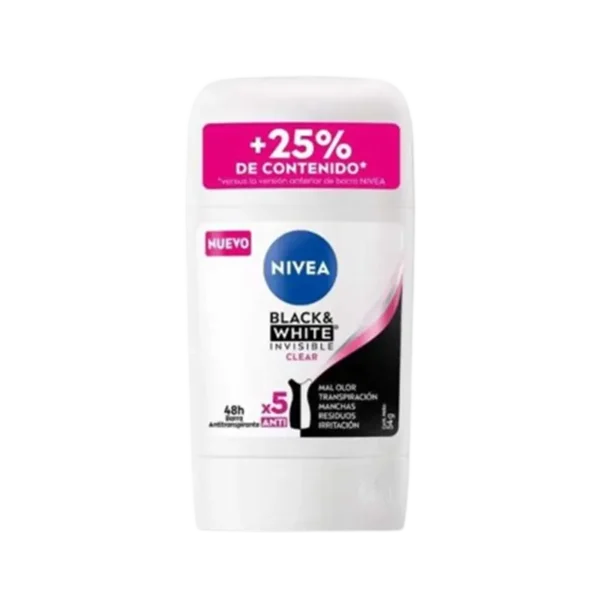 DESODORANTE BARRA NIVEA MUJER BLACK & WHITE CLEAR 54G
