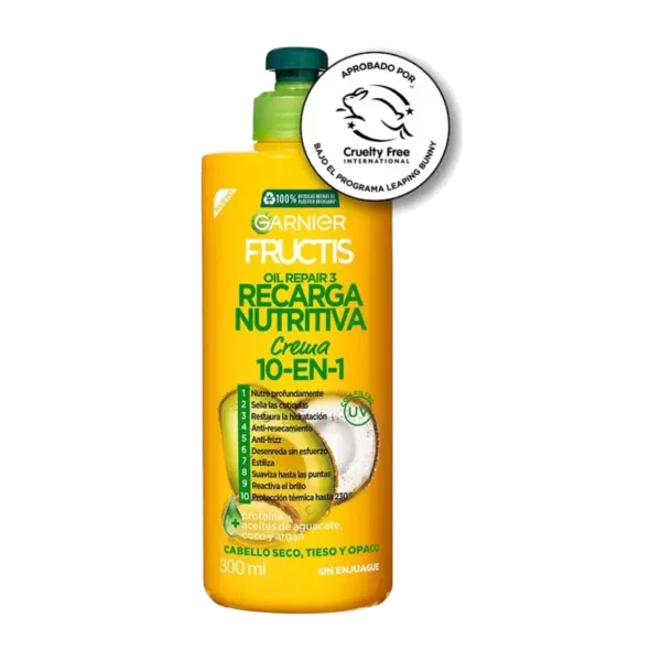 CREMA DE PEINAR FRUCTIS RECARGA NUTRTIVA 10 en 1 300ML
