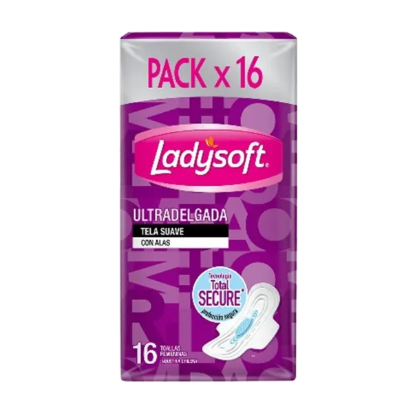 TOALLAS HIGIENICAS LADYSOFT ULTRADELGADA TELA SUAVE C/ALAS 16U