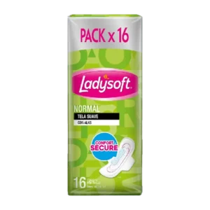 TOALLA HIGIENICA NORMAL TELA SUAVE CON ALAS LADYSOFT 16UN