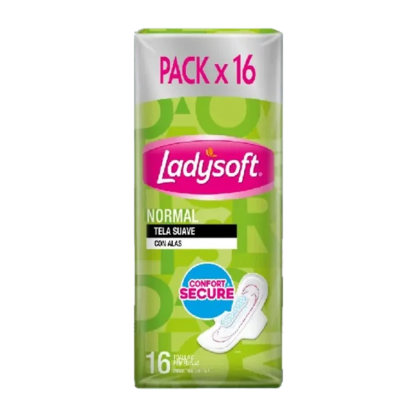 TOALLAS HIGIENICAS NORMAL TELA SUAVE CON ALAS LADYSOFT 16UN