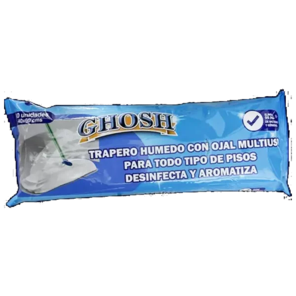 TRAPERO HUMEDO GHOSH MULTIUSO DESINFECTANTE CON OJAL 10U