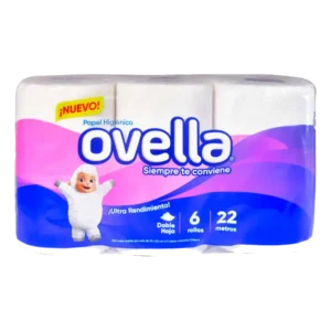 PAPEL HIGIENICO OVELLA DOBLE HOJA 22MT 8X6 ROLLOS