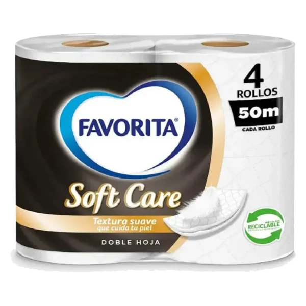 PAPELHIGIENICO FAVORITA DOBLE HOJA SOFTCARE 50MT 8X4 ROLLOS
