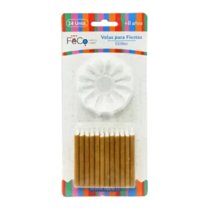 VELA FECO GLITTER DORADO X24U