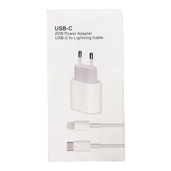 CABLE USB-C TO LIGHTNING + ADAPTADOR DE CORRIENTE 20W