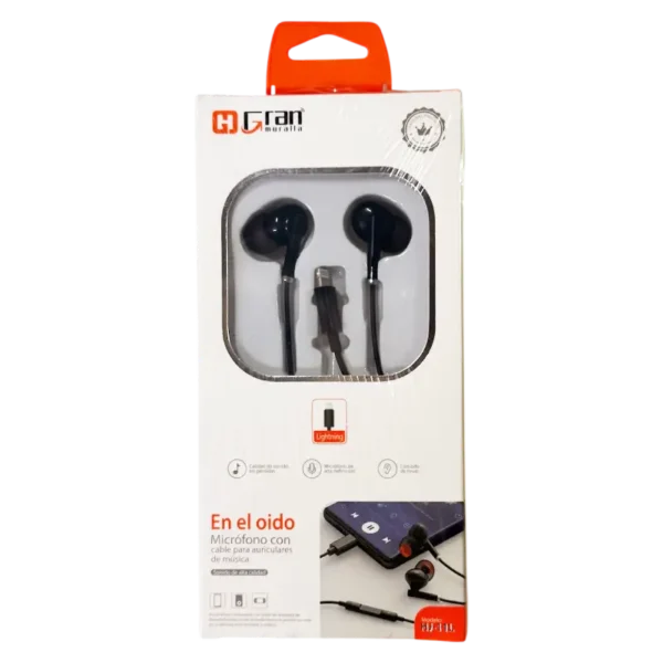 AURICULARES EN EL OIDO MICROFONO CABLE LIGHTNING HJ-11L