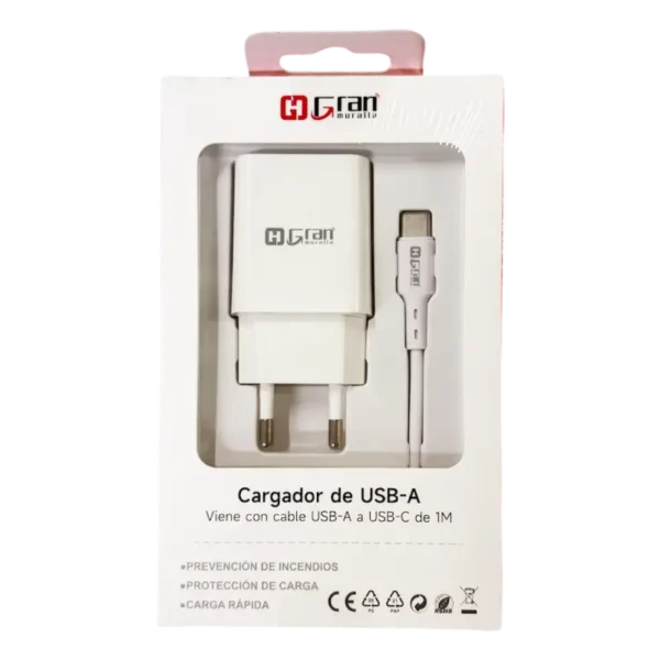 CARGADOR CON CABLE DE USB-A A USB-C DE 1MT NC57