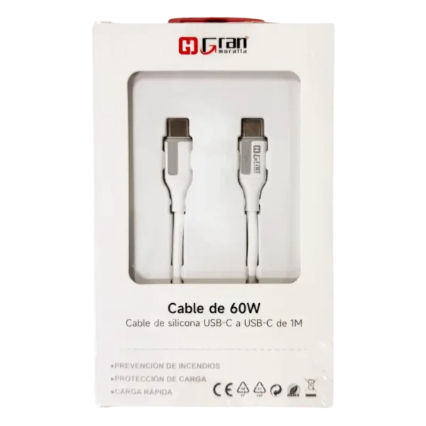 CABLE DE SILICONA USB-C A USB-C DE 1MT 60W