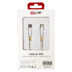 CABLE TRENZADO USB-C A LIGHTNING DE 1MT 30W NB99