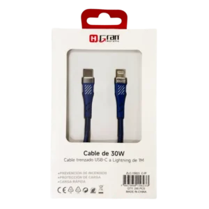 CABLE TRENZADO USB-C A LIGHTNING DE 1MT NB60