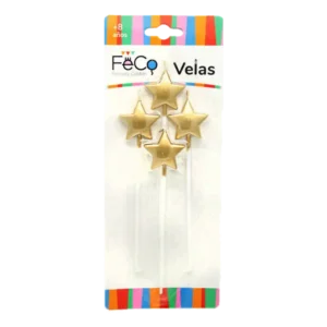 VELA FECO ESTRELLAS DORADAS X1 SET