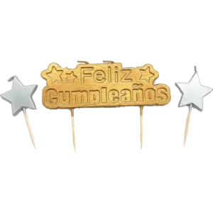 VELA FECO FELIZ CUMPLEANOS DORADO X1U