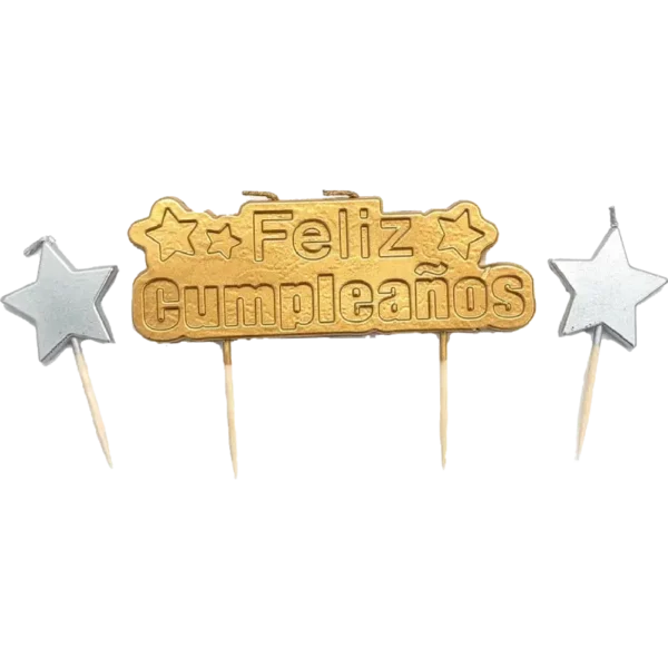 VELA FECO FELIZ CUMPLEANOS DORADO X1U