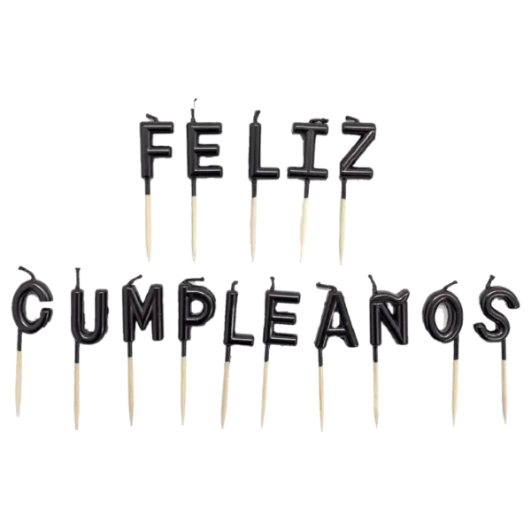 VELA FECO FELIZ CUMPLEANOS NEGRO X1U