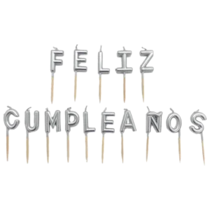 VELA FECO FELIZ CUMPLEANOS PLATEADO X1U