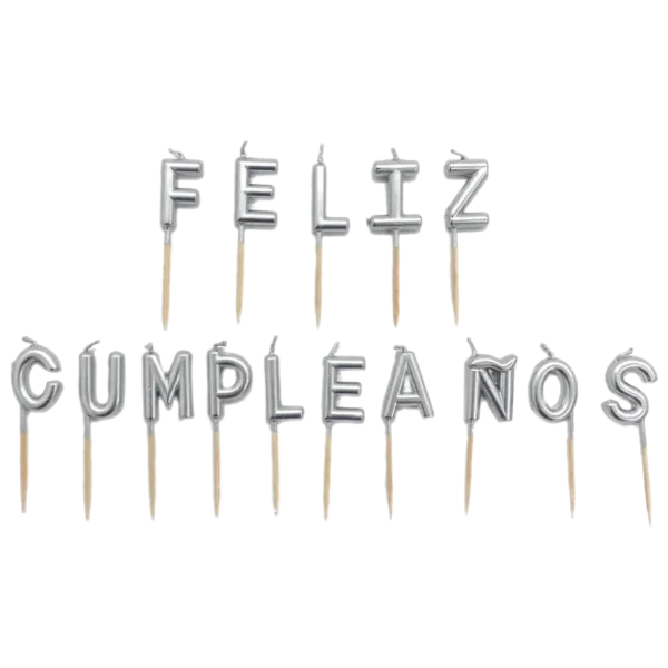 VELA FECO FELIZ CUMPLEANOS PLATEADO X1U