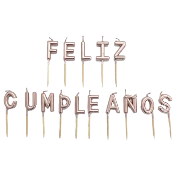 VELA FECO FELIZ CUMPLEANOS ROSE GOLD X1U