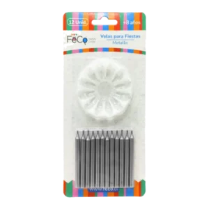 VELA FECO METALLIC PLATEADO X12U
