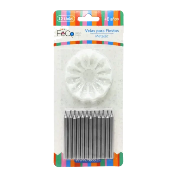 VELA FECO METALLIC PLATEADO X12U