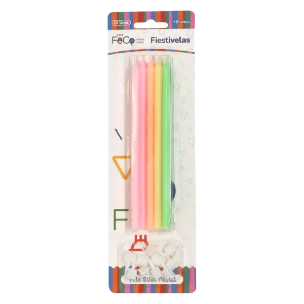 VELA FECO STICK PASTEL MIX X10U