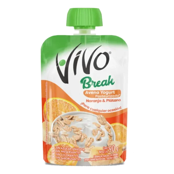 COMPOTA VIVO BREAK YOGHURT AVENA NARANJA PLATANO 90G