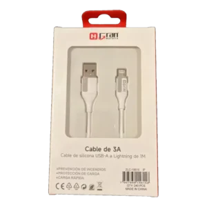 CABLE 3A SILICONA USB-A A LIGHTNING 1MT