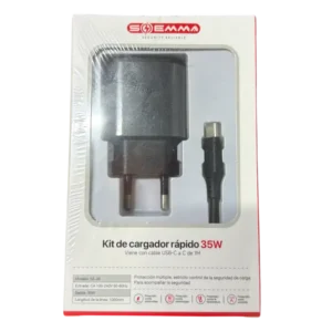 KIT DE CARGADOR RAPIDO 35W USB-C A C DE 1MT ZLC-15006
