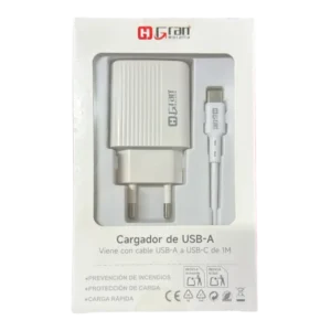 CARGADOR CON CABLE USB-A A USB-C 1M ZLC-15603