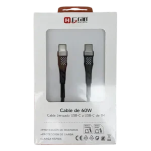 CABLE TRENZADO DE 60W USB-C A USB-C DE 1MT ZLC-15622