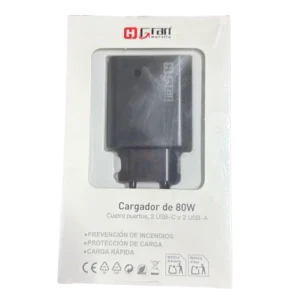 CARGADOR DE 80W 4 PUERTOS 2USB-C Y 2 USB-A ZLC-19017
